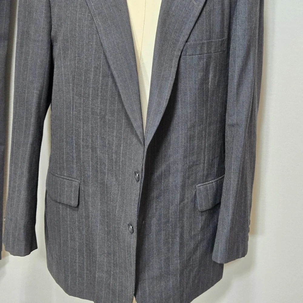 Witty Brothers Classic Pants Suit Mens Black L50/45 Black Pinstripe Wool Blend